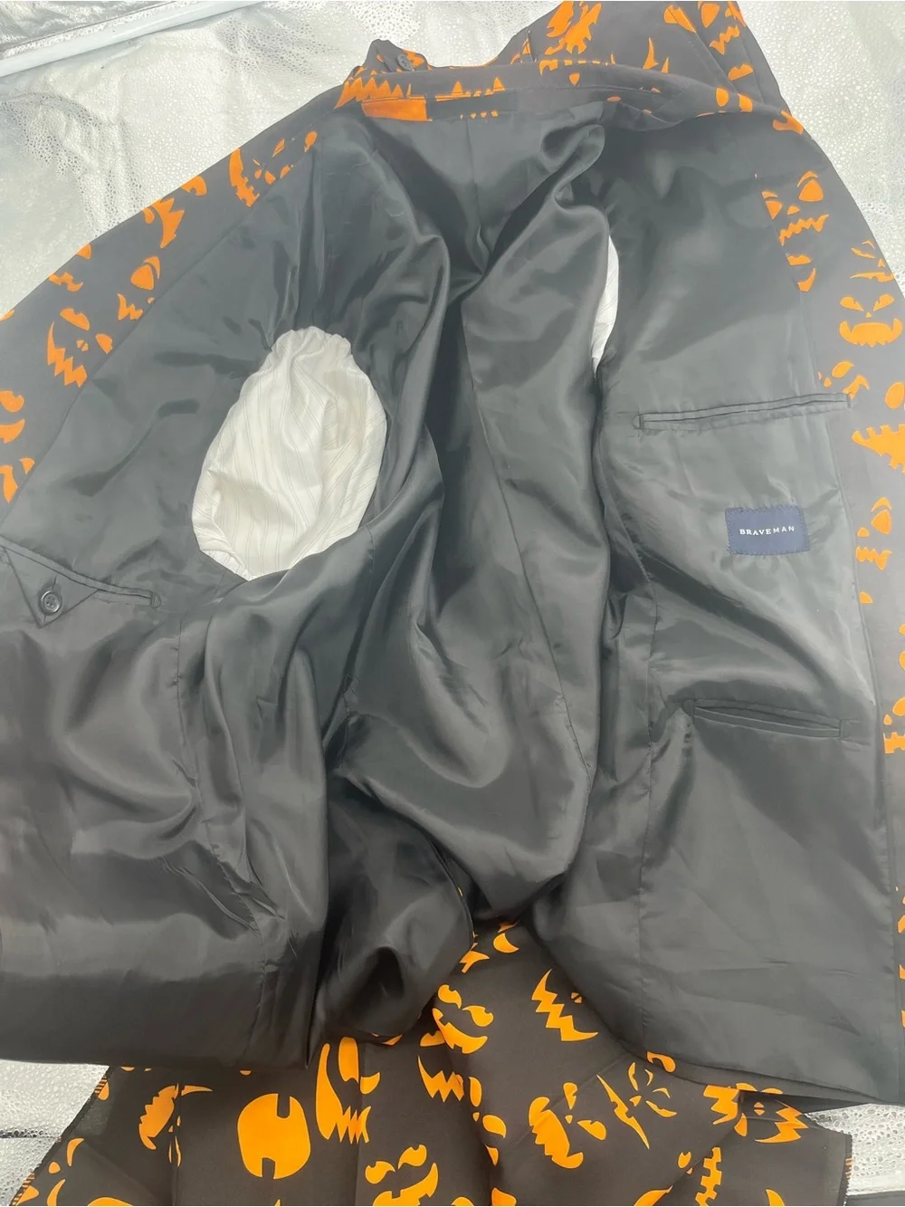 Braveman Mens Halloween Pumpkin Suit Jacket Pants 42R 36W Jack O Novelty Large